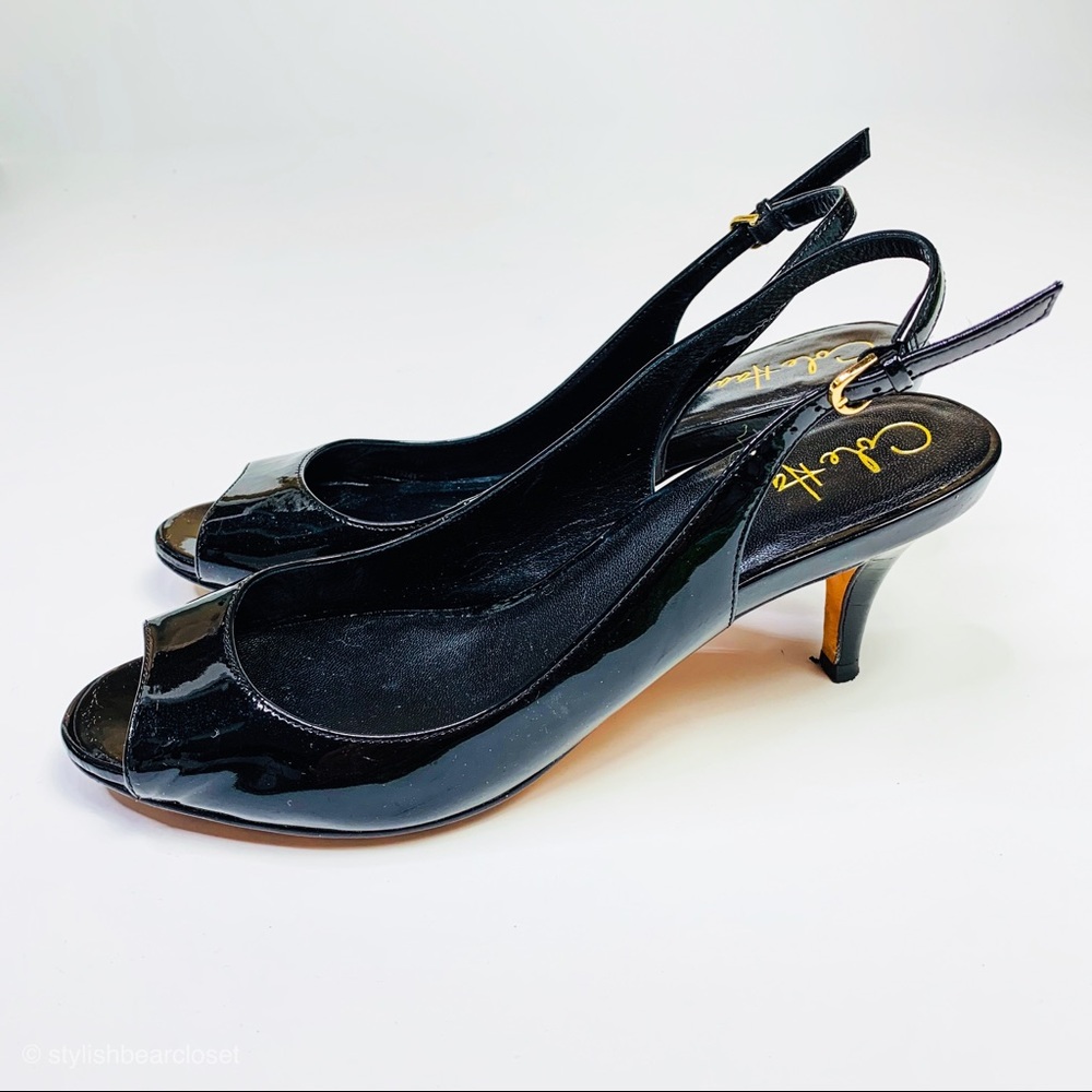 Cole Haan PeepToe Patent Leather Black Heel - Picture 5 of 6